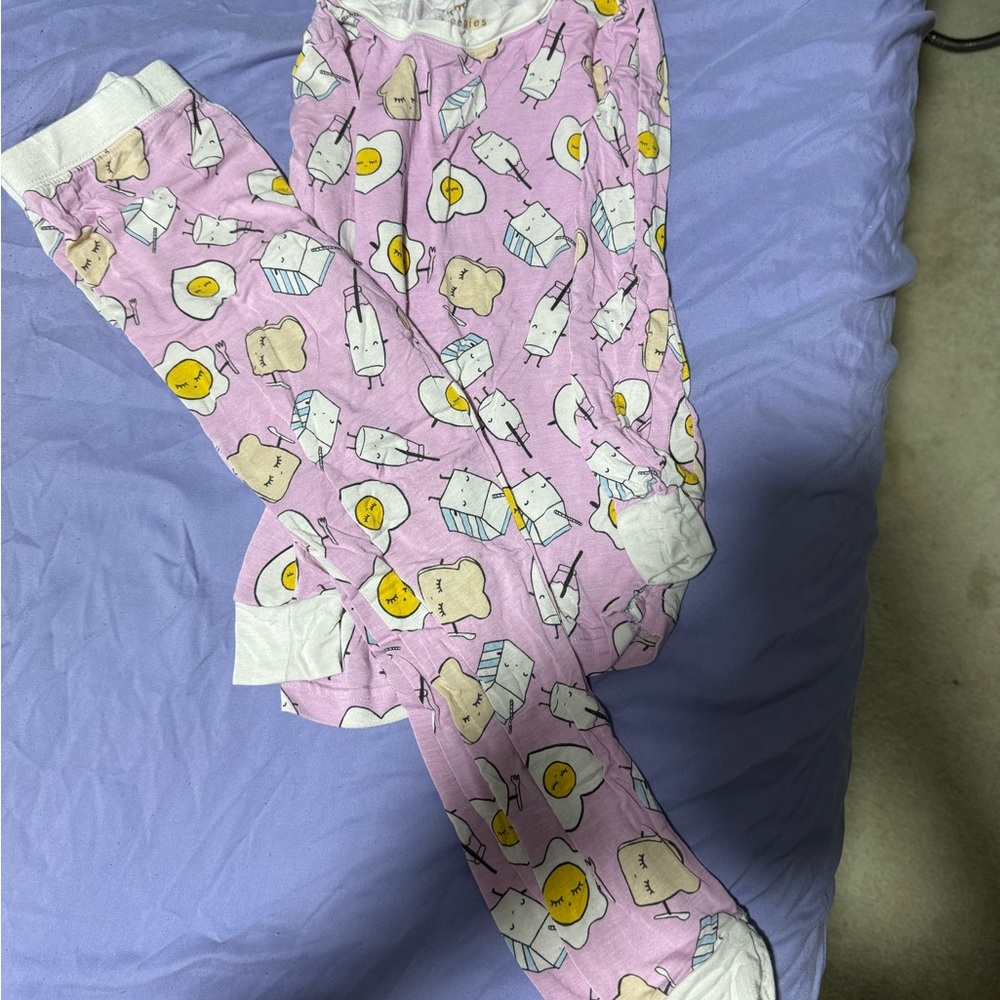 Little Sleepies Purple Kids Pajama Set with Breakfast Print
